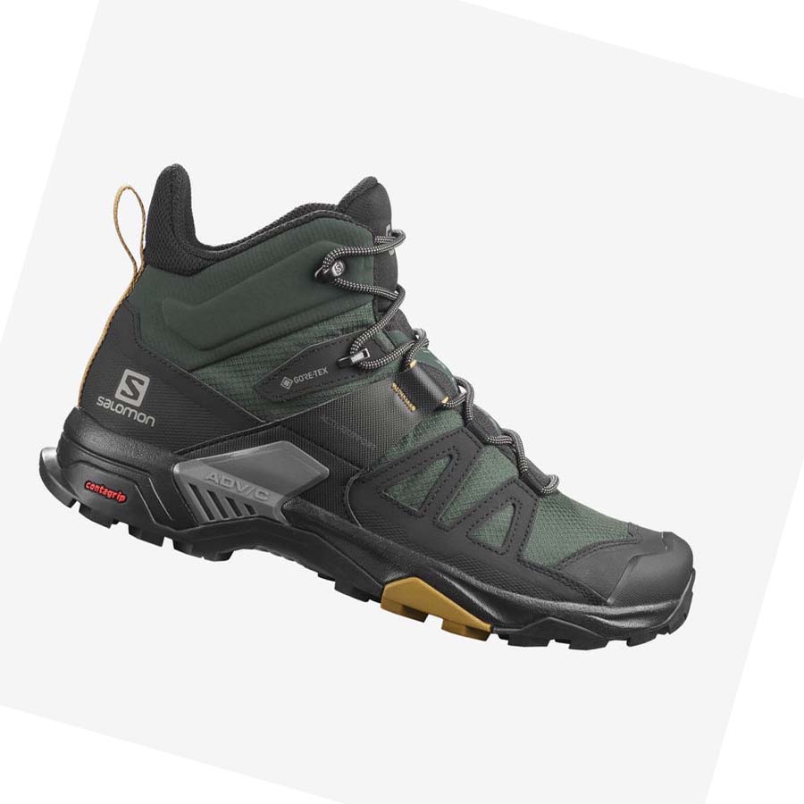 Salomon X ULTRA 4 MID GORE-TEX Erkek Yürüyüş Ayakkabısı Yeşil Siyah | TR 3542TCE